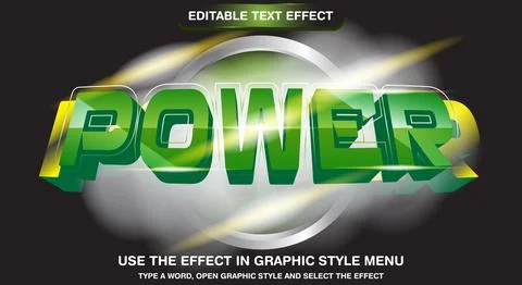 Power 3d editable text effect Stock Illustration