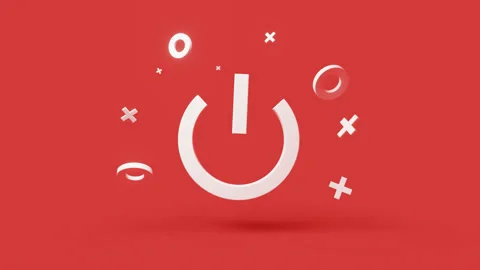 Power 3d icon on a simple red background 4k seamless animation loop Stock Footage 202091917