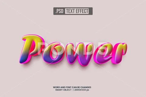 Power 3d Text Effect Editable PSD PSD Template