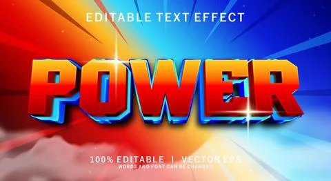 Power 3d vector text effect with modern style design Stock Illustration