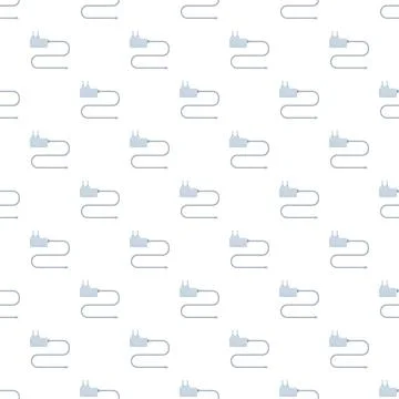 Power adapter and cable repeated seamless pattern Stock Illustration