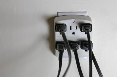 Power adapter outlet with open socket Stock Photos