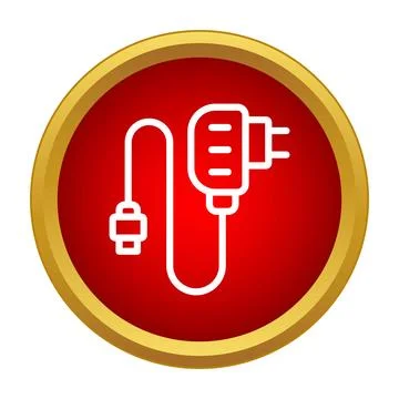 Power adapter plug charger with cable icon 库存插图
