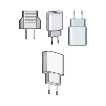 Power adapters and electric wall plug for travel Stock Illustration
