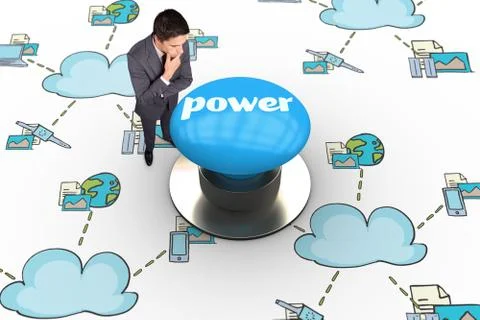 Power against blue push button Ilustração Stock