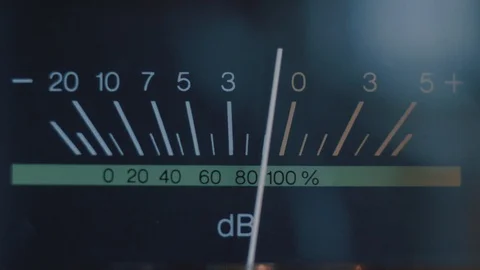 Power Amplifier Analog Audio Level dB Meter Stock Footage 104087803