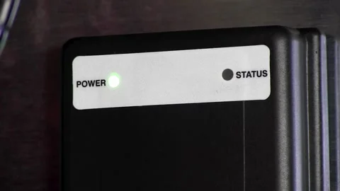 Power and blinking status led light indicator on machine Video stock 155421119
