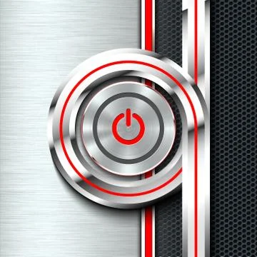 Power on and off button  on monochrome solid material sheet. Stock Illustration