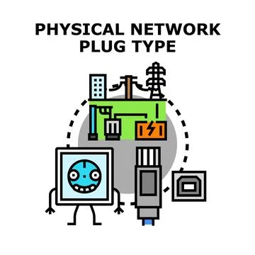 Power and data connectors establishing network plug type Stock Illustration