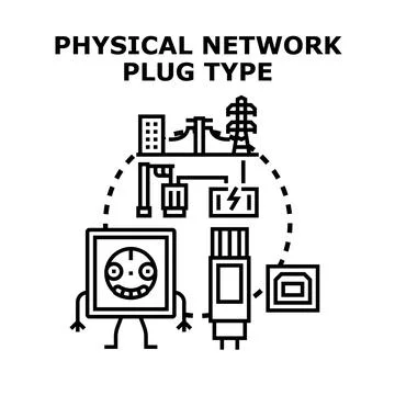 Power and data connectors establishing network plug type Stock Illustration