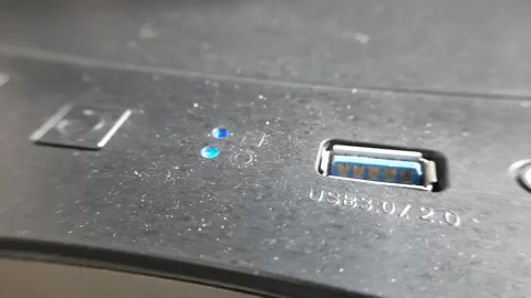 Power and Restart Button, USB 3.0 and 2.0 Port Macro View Computer CPU Case Stock Footage 303268651