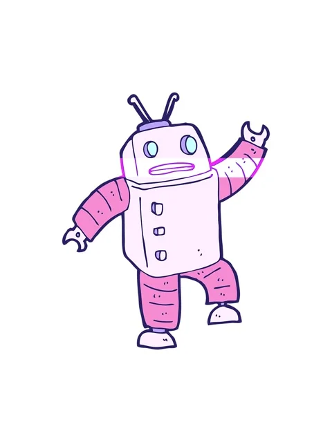 Power up animation of a cartoon android doodle Stock Footage 324059924