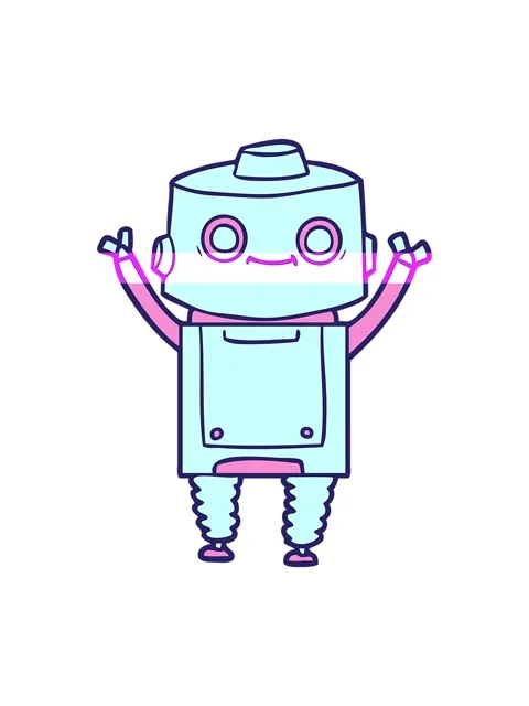 Power up animation of a cartoon android Stock Footage 324442243
