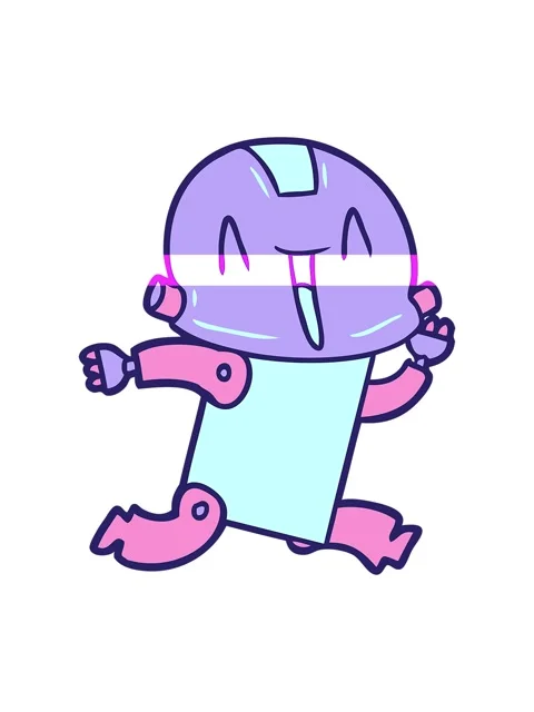 Power up animation of cartoon android illustration Stock Footage 324115495