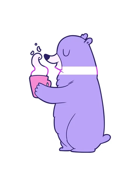 Power up animation of cartoon bear with hot drink Video stock 324265393