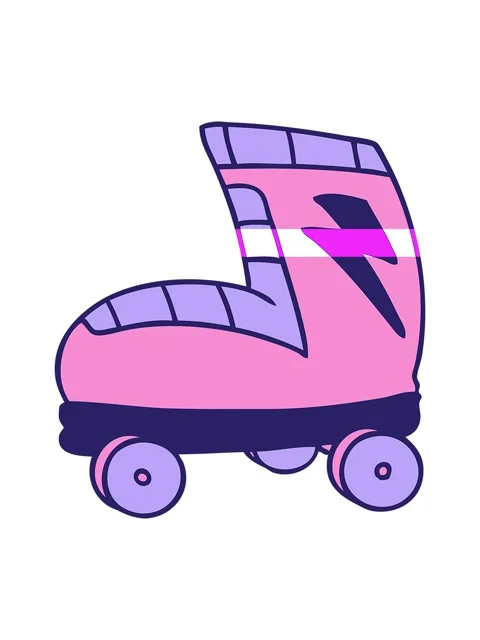 Power up animation of cartoon doodle roller skate boot Stock Footage 324115643