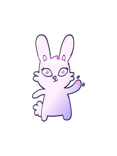 Power up animation of cute vector gradient illustration cartoon rabbit waving Stock Footage 324439916