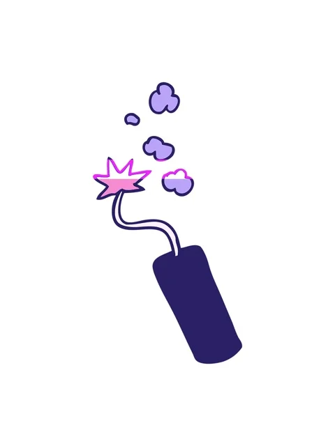Power up animation of hand drawn cartoon doodle of a lit dynamite stick Stock Footage 324058535