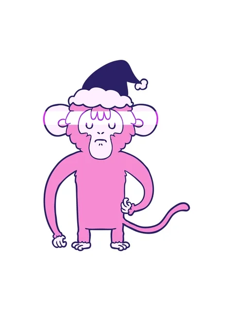 Power up animation of hand drawn line drawing of a monkey scratching wearin.. Stock Footage 324432570