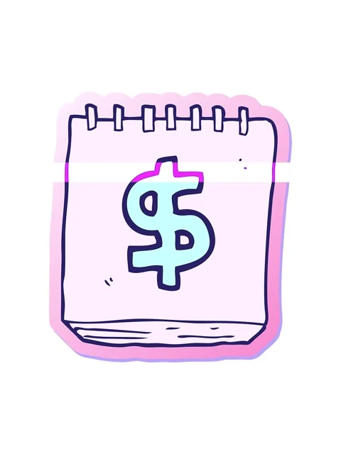 Power up animation of sticker of a cartoon note pad with dollar symbol Stock Footage 324201444