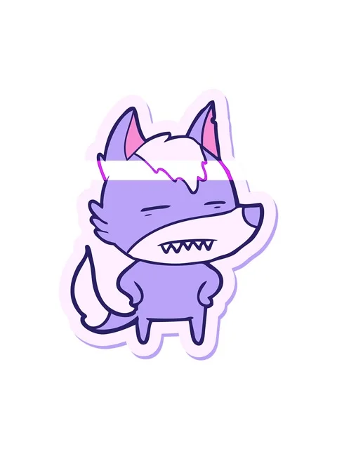 Power up animation of sticker of a cartoon wolf showing teeth Stock Footage 324318977