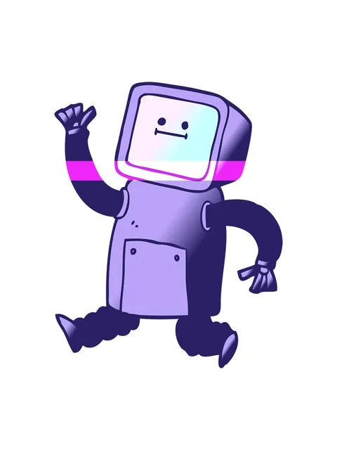 Power up animation of vector gradient illustration cartoon robot running Stock Footage 324086758