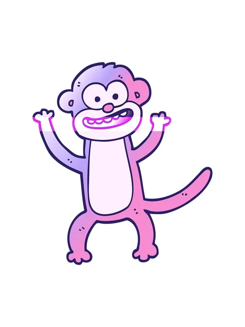 Power up animation of vector gradient illustration cartoon monkey Stock Footage 324418345