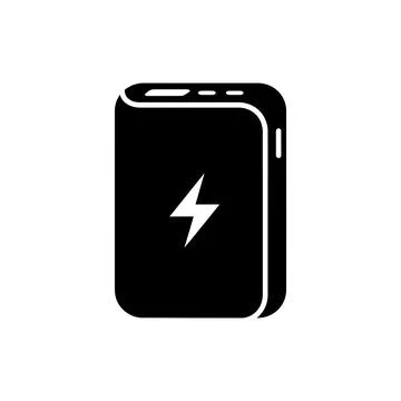 Power bank with lightning bolt mobile energy remote work icon Stock Illustration