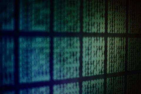 Power of binary biggest data matrix analysis information. selective focus on Illustrazione stock