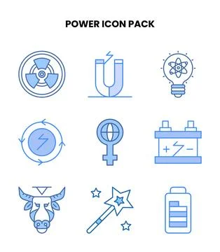 Power Blue Design Icons Pack Ilustração Stock