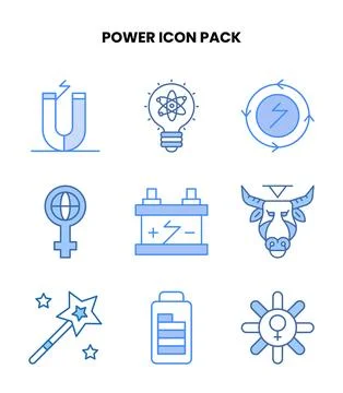 Power Blue Graphics Icons Pack Stock Illustration