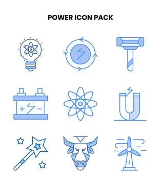 Power Blue Vector Icons Pack Stock Illustration