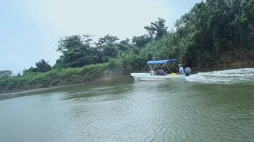Power Boat in the River Stock Footage 85677635