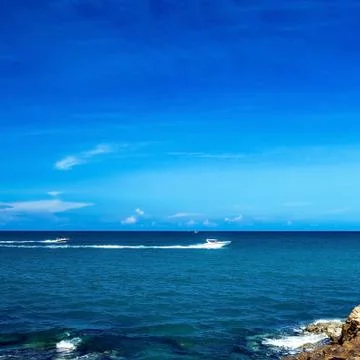 Power boating on sea Stock Photos