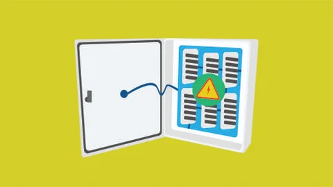 Power box in flat design - Solar Energy Equipment Concept Illustrazione stock