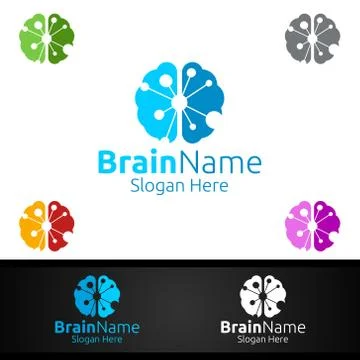 Power Brain Logo with Think Idea Concept Design Stock Illustration