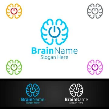 Power Brain Logo with Think Idea Concept Design Stock Illustration