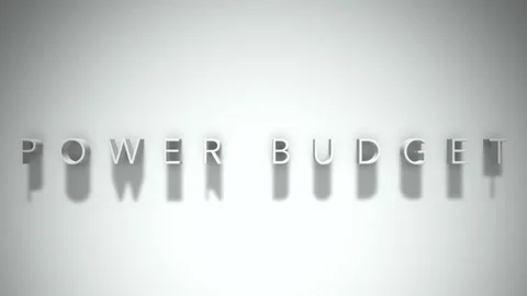 Power budget 3D title animation with shadows on a white background Stock Footage 297906818