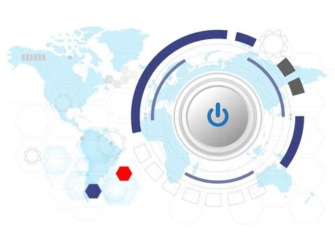 Power button abstract technology vector background Stock Illustration