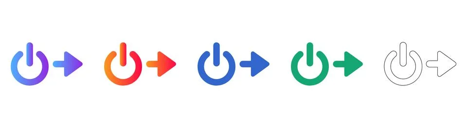 Power Button and Direction Arrow Icons Ilustração Stock