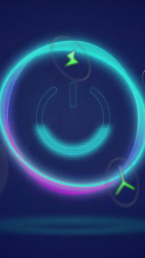 Power button and energy icons animation over dark blue background Stock Footage 320093673