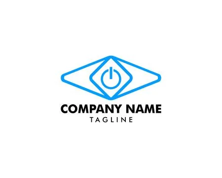 Power Button and Eye Logo Template Design Vector Stock Illustration