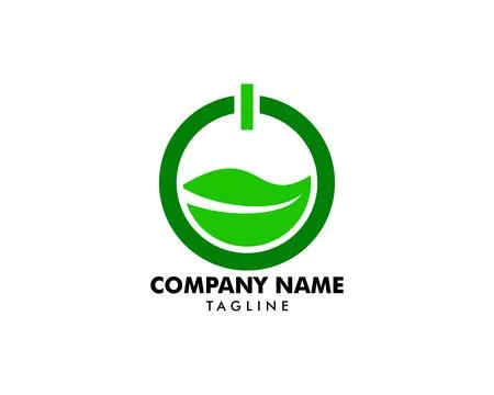 Power Button and Leaves Logo Template Design Vector Stock Illustration