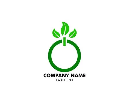 Power Button and Leaves Logo Template Design Vector Stock Illustration