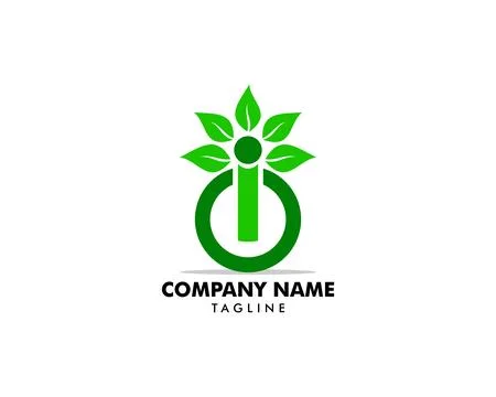 Power Button and Leaves Logo Template Design Vector Illustrazione stock