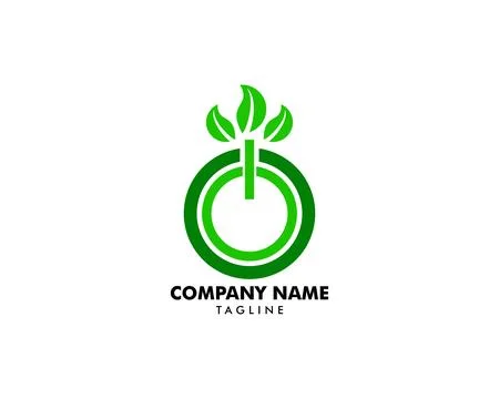 Power Button and Leaves Logo Template Design Vector Stock Illustration