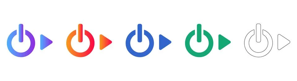 Power Button and Play Icon Set Stock Illustration