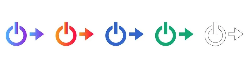Power Button and Shutdown Action Icons Stock Illustration