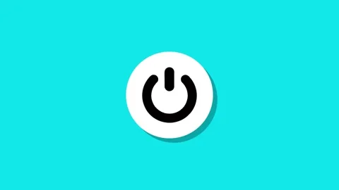 Power button animation on cyan background featuring white circular element .. Stock Footage 329272532