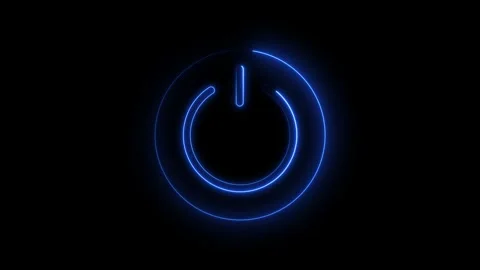 Power button on black background. Glowing power button sign icon animated. .. Video stock 308400522